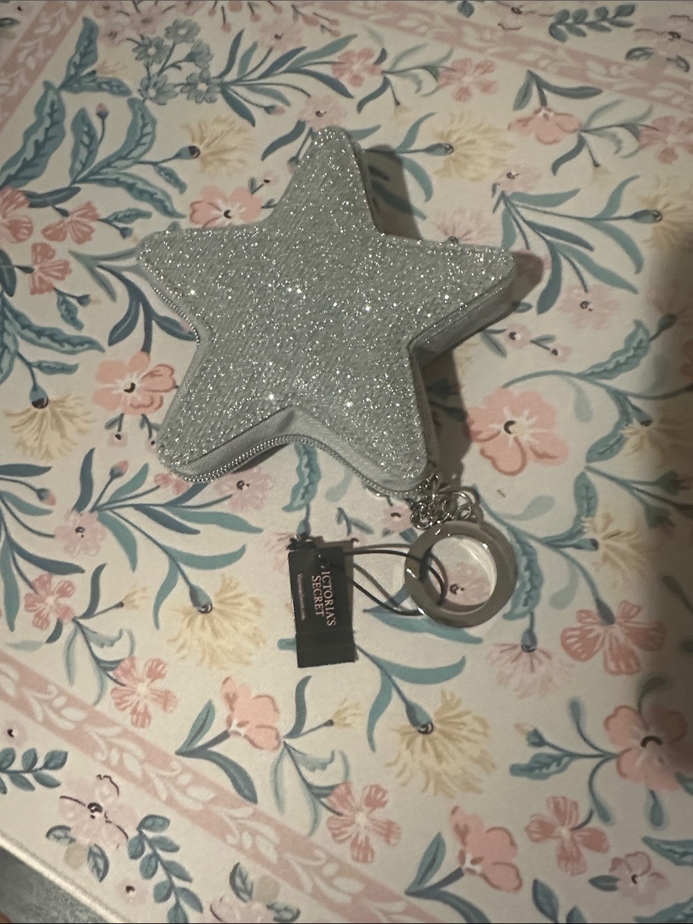 Victoria's Secret Silver Glitter Star Coin Purse Keychain